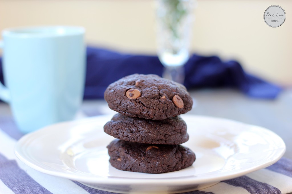 Fudgy Caramel Triple Chocolate Chip Cookies