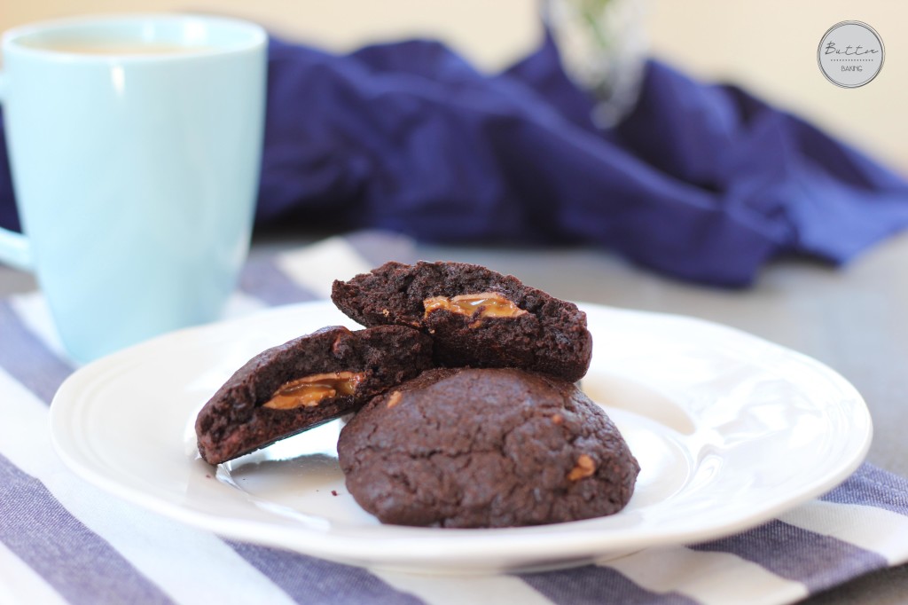 Fudgy Caramel Triple Chocolate Chip Cookies | Butter Baking