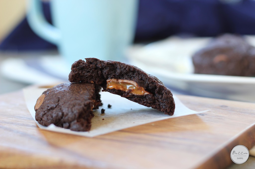 Fudgy Caramel Triple Chocolate Chip Cookies | Butter Baking